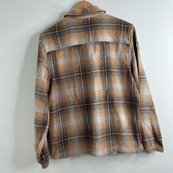 PrAna Jacket Womens XS Brown Orange Plaid Organic Cotton Full Zip Shirt Shacket - Picture 5 of 9
